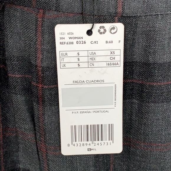 NWT XS Mango high-slit plaid midi skirt - Picture 6 of 6